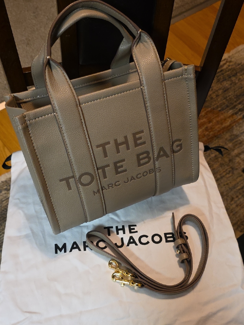 Marc Jacobs Taupe Pebbled Leather Mini Tote